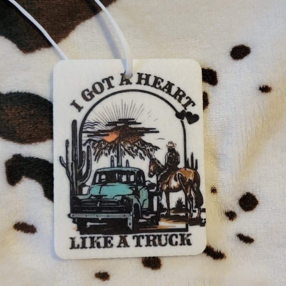 Western Heart Like A Truck Unscented Hanging Car Air Freshener Freshie